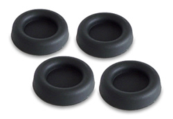 Anti-vibration replacement low-profile 'AcoustiFeet' - image showing a set of 4 ACF3007-25B (in Matt Black) upsidedown, with self-adhesive side of the foot hidden