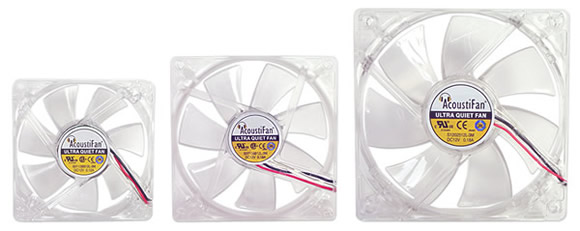 AcoustiFan 80CT, 92CT and 120CT - Rear view of ultra-quiet case fans.