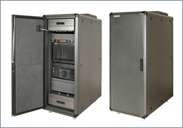 Image showing the beta version of the AcoustiRACK ACTIVE 22U quiet server cabinet - the first hardware 19-inch storage solution to integrate noise reduction using noise cancelling technology.