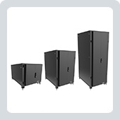 UCoustic Range of Cabinets. Image shows 12U 24U and 42U cabinets.